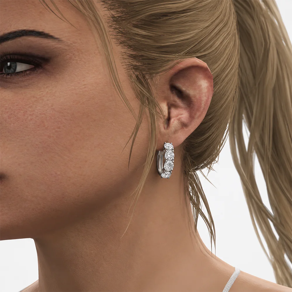 Solenne Five-Stone Diamond Hoop Earrings — 5.39ct — view 5