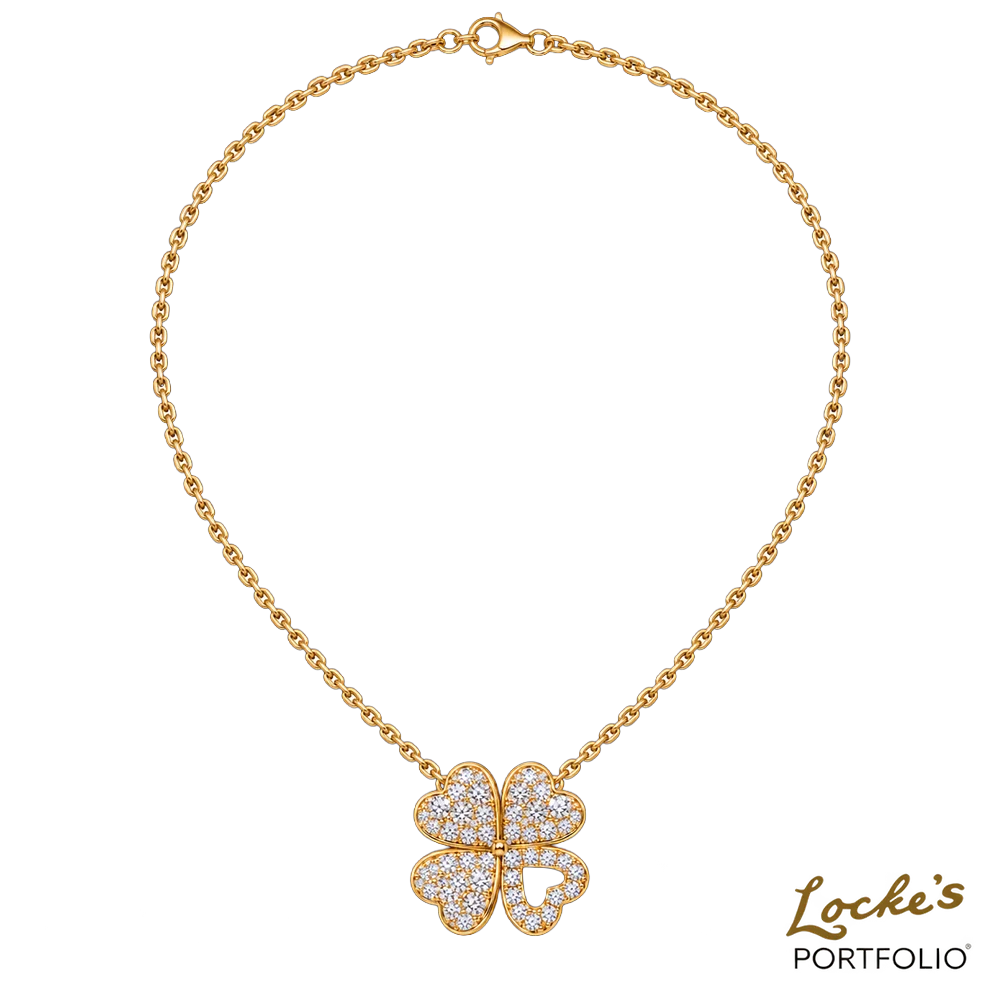 Asteria Pavé Diamond Clover Pendant Necklace — 4.25ct — view 2