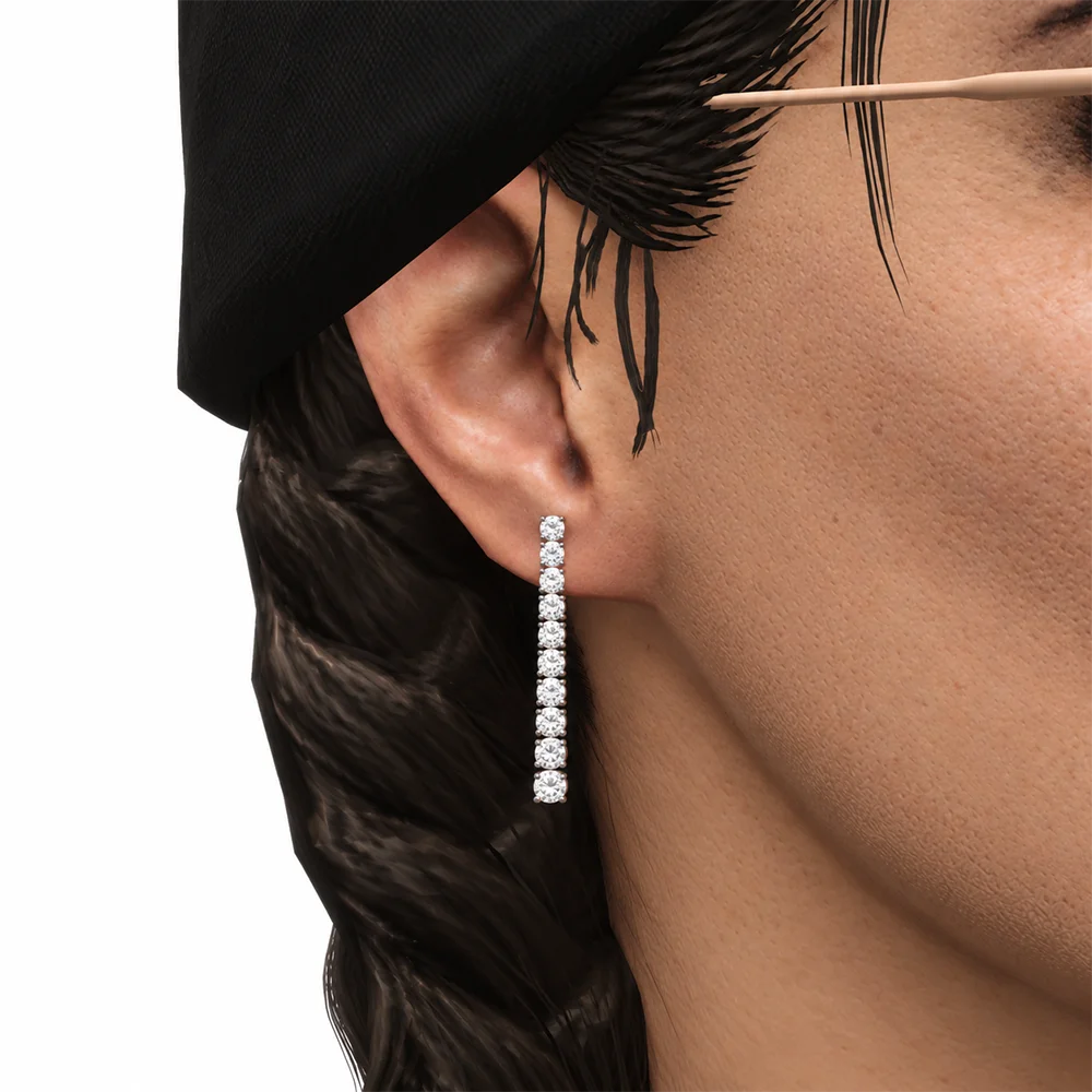 Solenne Graduated Diamond Drop Earrings — 0.93ct — view 2