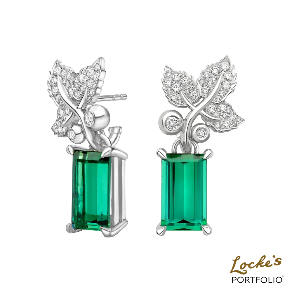Asteria Winter Ivy Tourmaline & Diamond Drop Earrings — 5.61ct — view 2