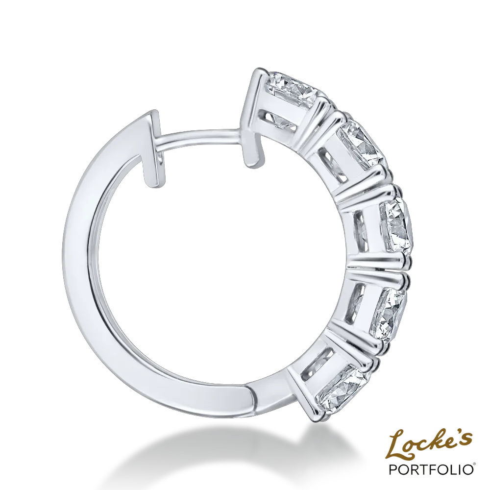 Solenne Five-Stone Diamond Hoop Earrings — 5.39ct — view 2