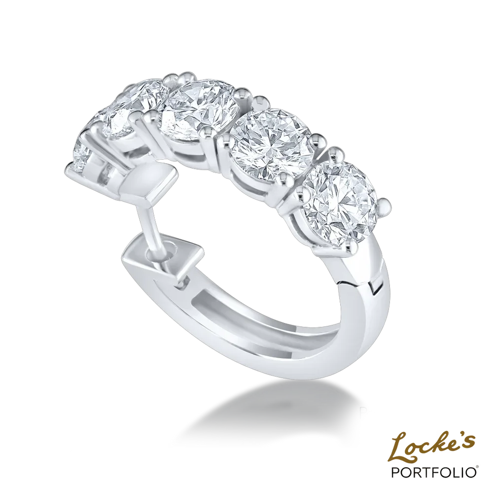 Solenne Five-Stone Diamond Hoop Earrings — 5.39ct — view 4